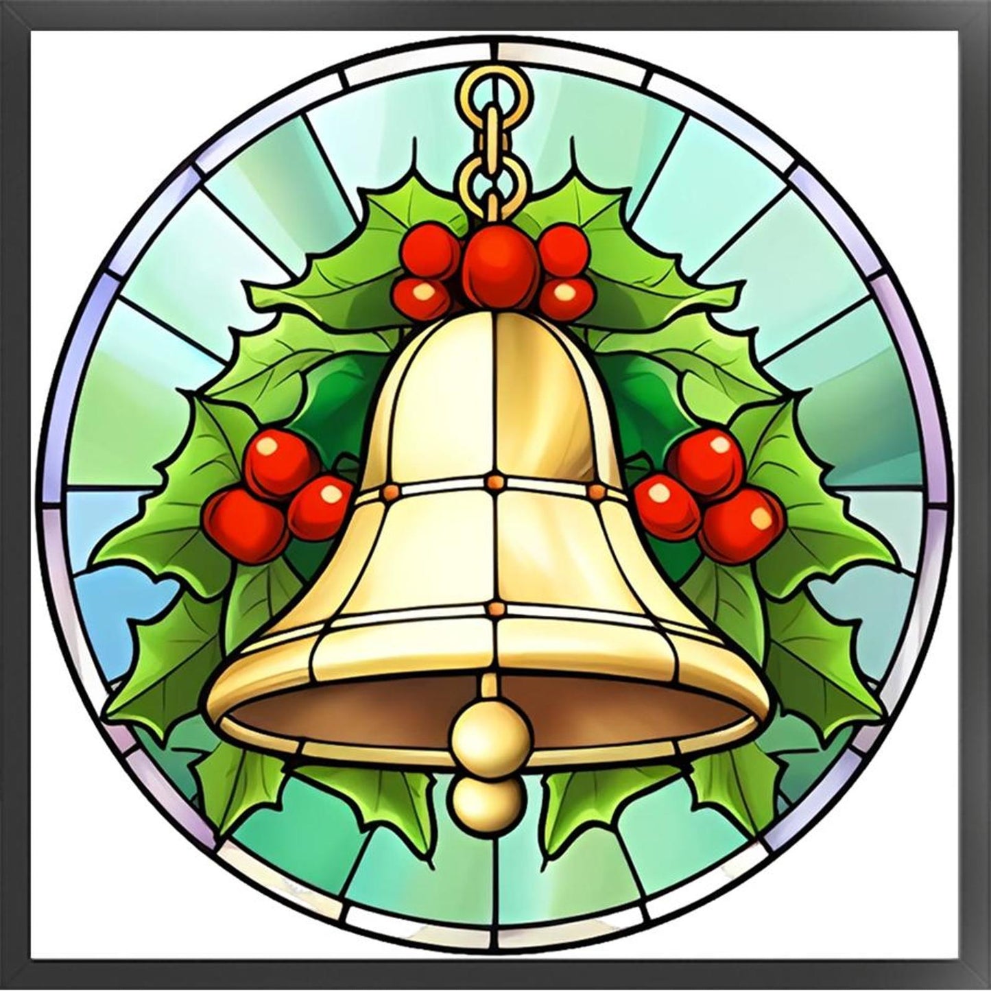 Glass Painting - Christmas Bell - Full 18CT Stamped Cross Stitch 20x20CM - Huacan
