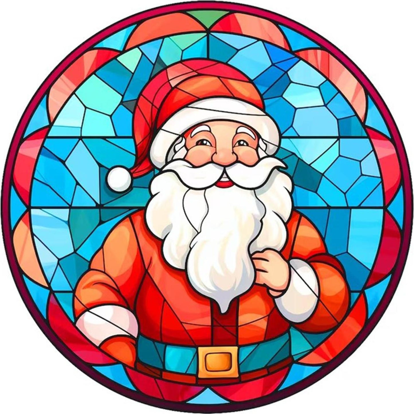 Glass Painting - Santa Claus - Full 18CT Stamped Cross Stitch 20x20CM - Huacan