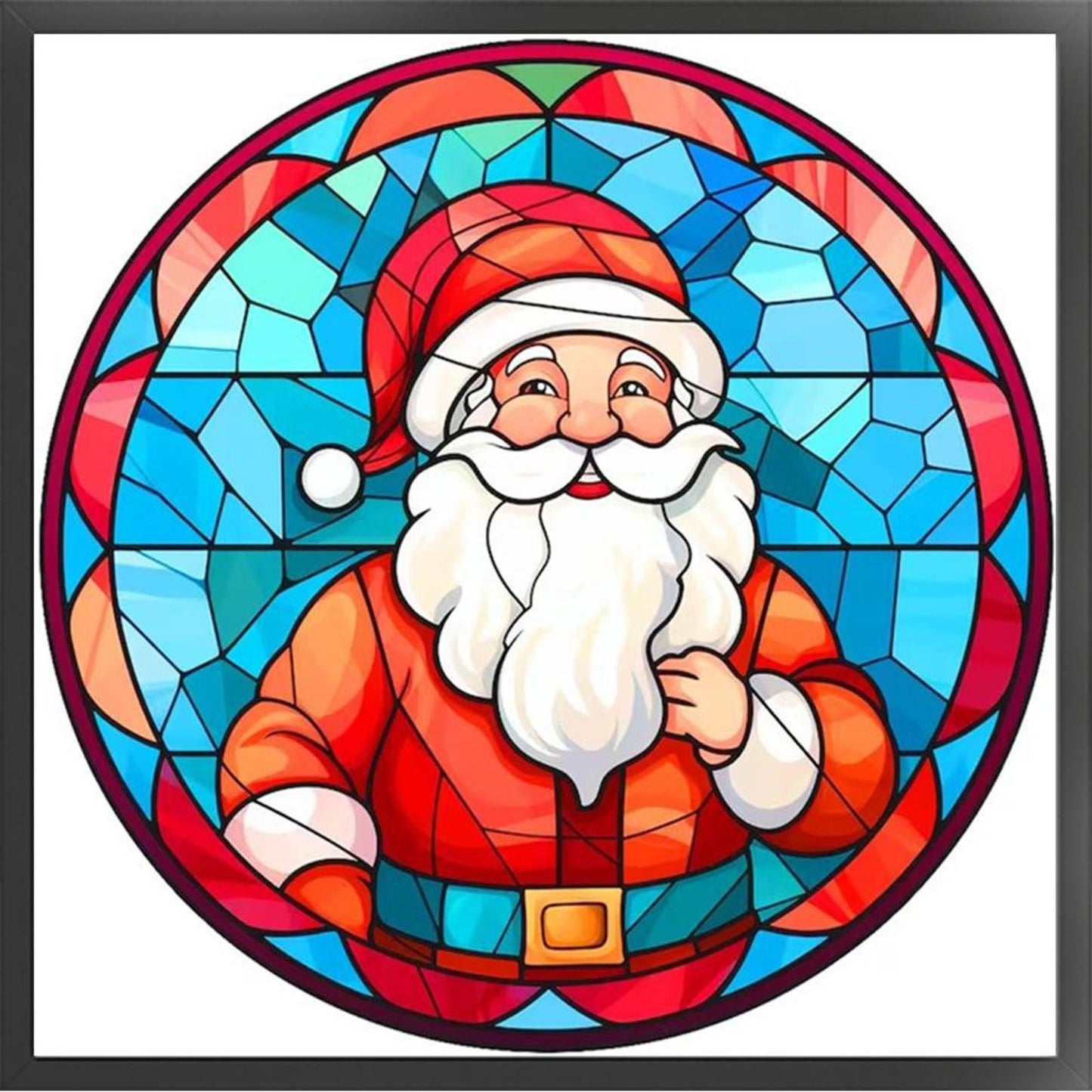Glass Painting - Santa Claus - Full 18CT Stamped Cross Stitch 20x20CM - Huacan