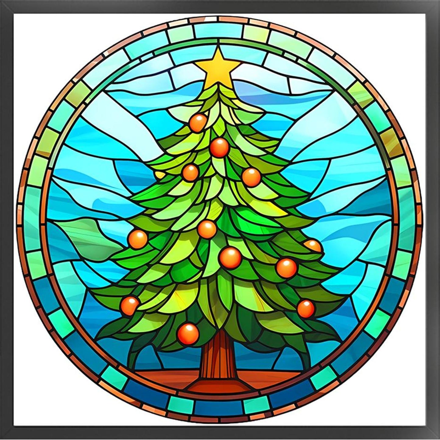 Glass Painting - Christmas Tree - Full 18CT Counted Cross Stitch 20x20CM - Huacan