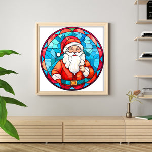 Huancan - Glass Painting - Santa Claus - 20*20CM 18CT 2 Counted Cross Stitch