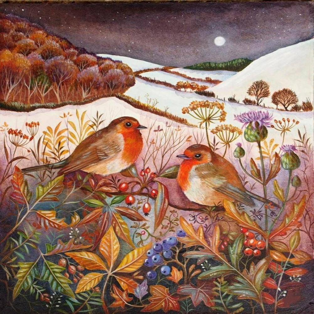 Birds On Hills At Night 30*30CM(Canvas) Full Round Drill Diamond Painting