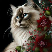 Load image into Gallery viewer, Flowers And Cat 30*30CM(Canvas) Full Round Drill Diamond Painting
