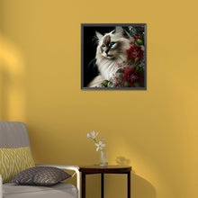 Load image into Gallery viewer, Flowers And Cat 30*30CM(Canvas) Full Round Drill Diamond Painting
