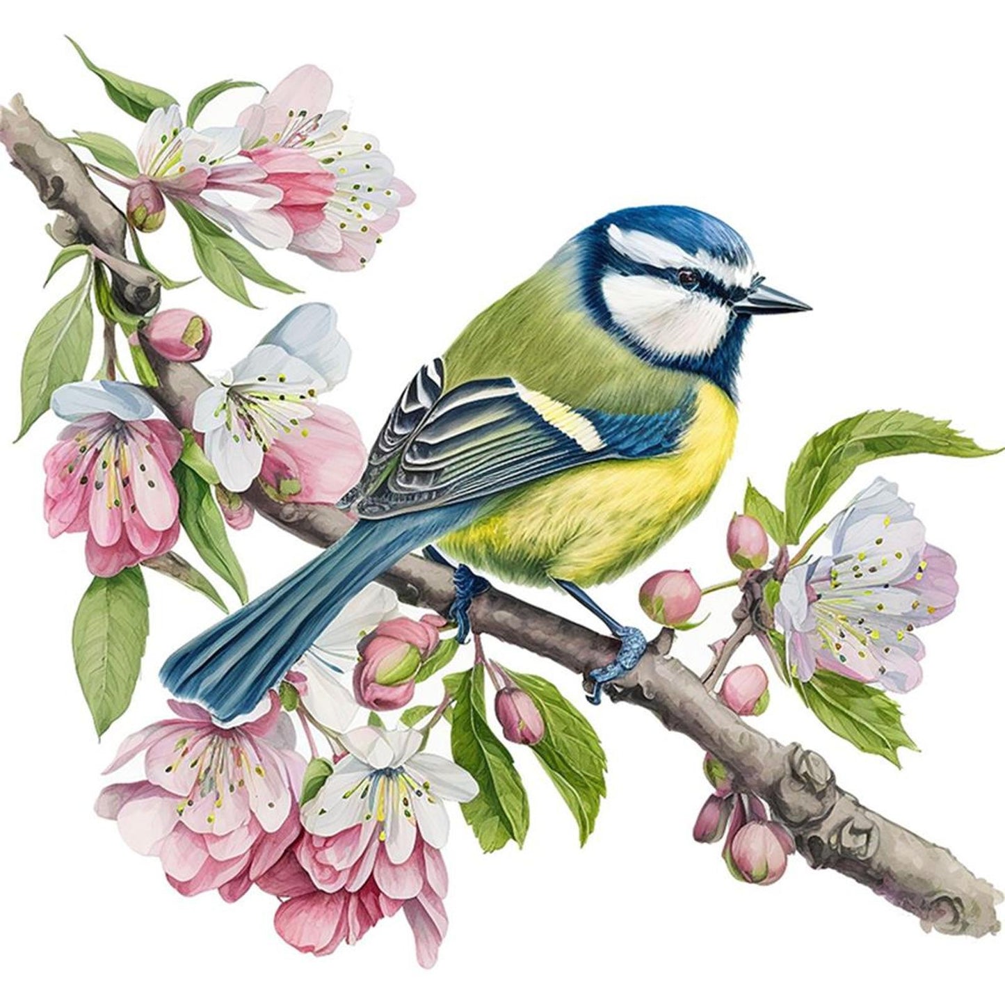 Birds With Flowers And Plants - Full 18CT Stamped Cross Stitch 20x20CM - Huacan