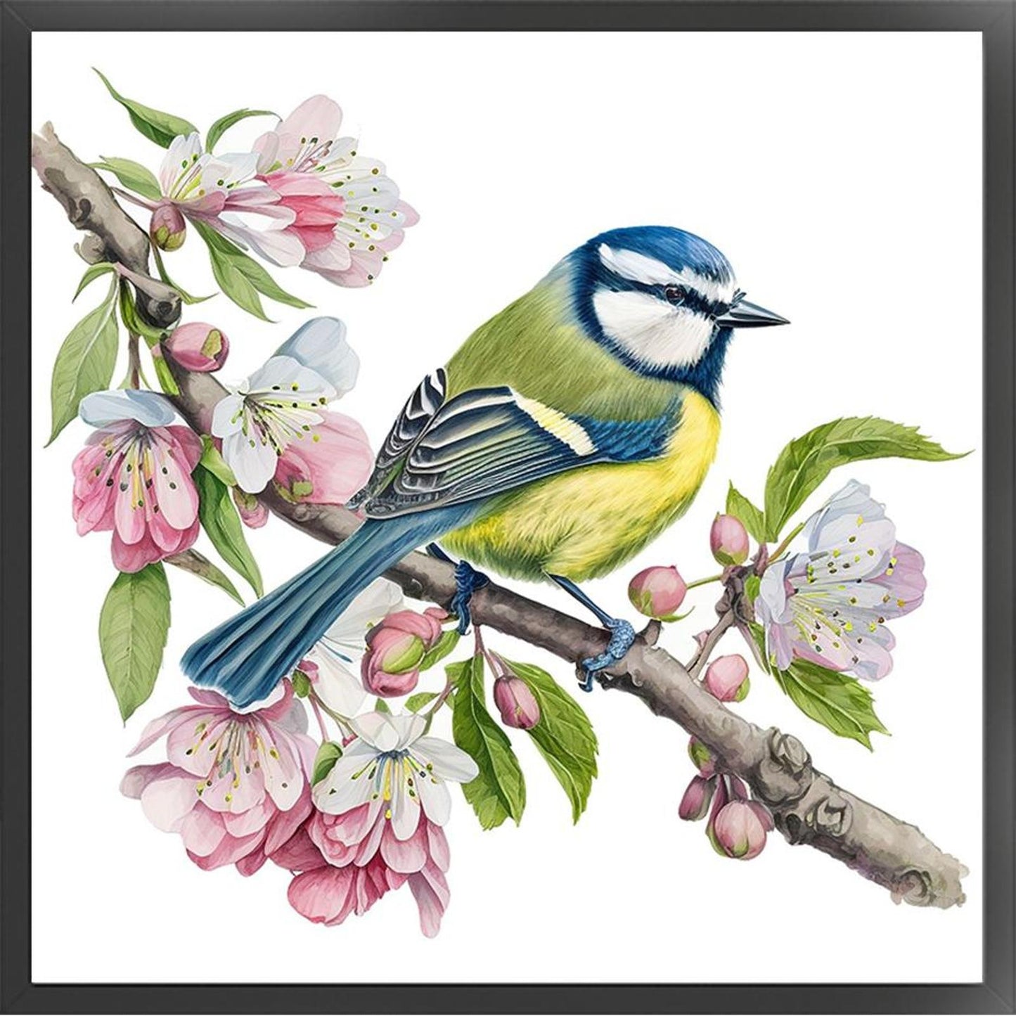 Birds With Flowers And Plants - Full 18CT Stamped Cross Stitch 20x20CM - Huacan