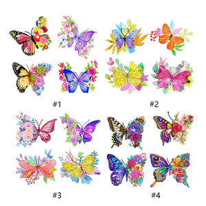 16PCS DIY Butterflies with Flower Paint by Numbers Diamonds Painting Sticker Kit