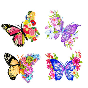 16PCS DIY Butterflies with Flower Paint by Numbers Diamonds Painting Sticker Kit