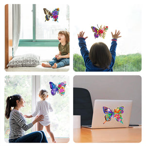 16PCS DIY Butterflies with Flower Paint by Numbers Diamonds Painting Sticker Kit