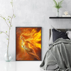 Yishu - Flame Goddess - 40*56CM 11CT 3 Stamped Cross Stitch