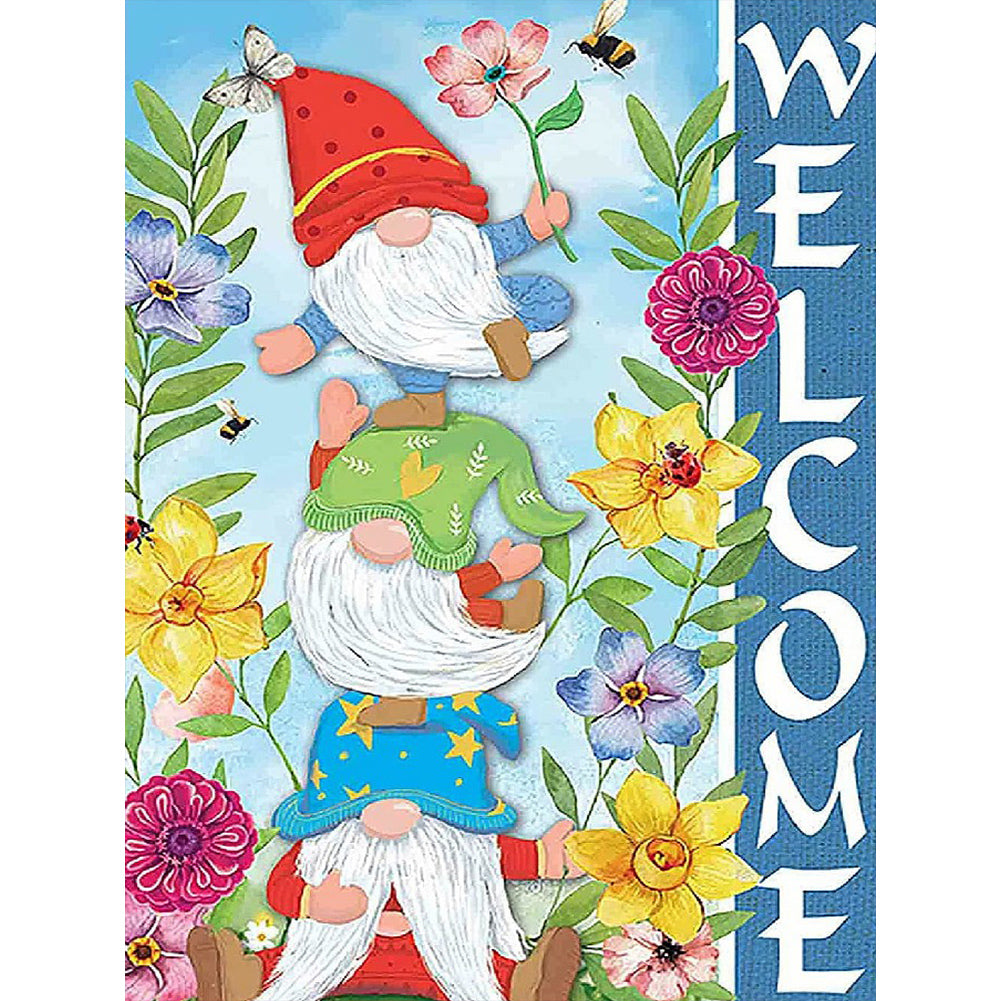 Flower Gnome 30*40CM(Canvas) Full Round Drill Diamond Painting