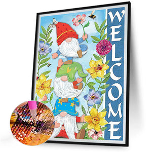 Flower Gnome 30*40CM(Canvas) Full Round Drill Diamond Painting