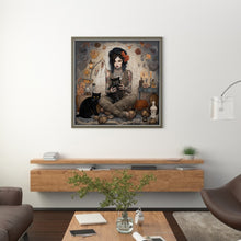 Load image into Gallery viewer, Yishu - Girl And Black Cat - 70*70CM 11CT 3 Stamped Cross Stitch
