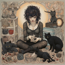 Load image into Gallery viewer, Yishu - Girl And Black Cat - 70*70CM 11CT 3 Stamped Cross Stitch

