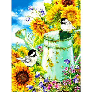 Sunflower Shower And Bird 30*40CM(Canvas) Full Round Drill Diamond Painting