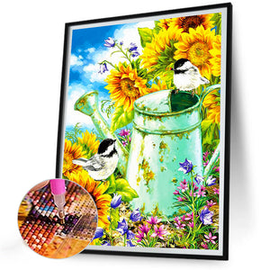 Sunflower Shower And Bird 30*40CM(Canvas) Full Round Drill Diamond Painting