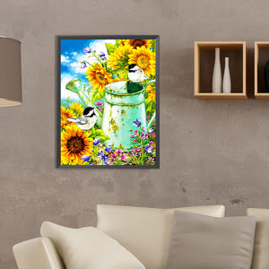 Sunflower Shower And Bird 30*40CM(Canvas) Full Round Drill Diamond Painting