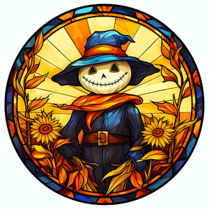 Glass Pumpkin Scarecrow 50*50CM(Canvas) Full Round Drill Diamond Painting