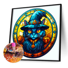 Load image into Gallery viewer, Glass Halloween Black Cat 50*50CM(Canvas) Full Round Drill Diamond Painting
