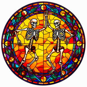 Glass Halloween Skull 50*50CM(Canvas) Full Round Drill Diamond Painting