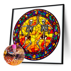 Glass Halloween Skull 50*50CM(Canvas) Full Round Drill Diamond Painting