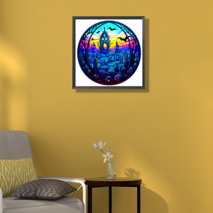 Glass Halloween Cemetery 50*50CM(Canvas) Full Round Drill Diamond Painting