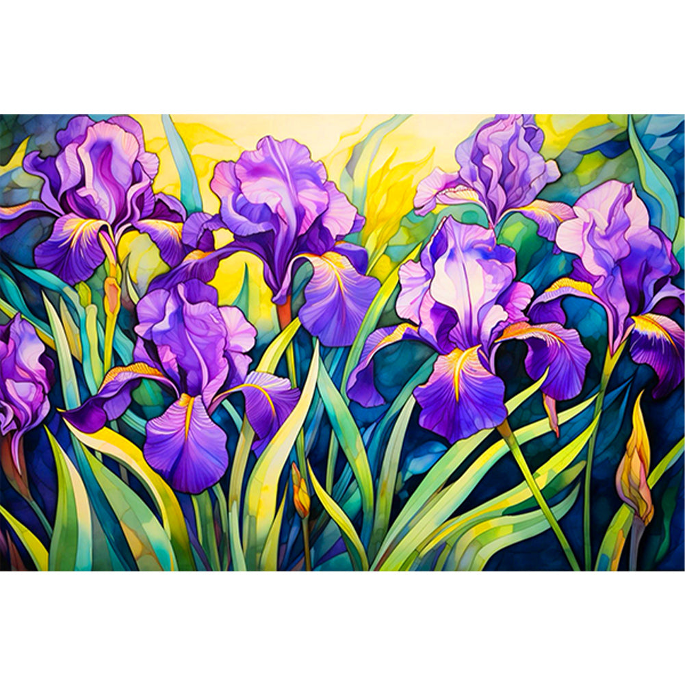 Iris Field 60*40CM(Canvas) Full Round Drill Diamond Painting