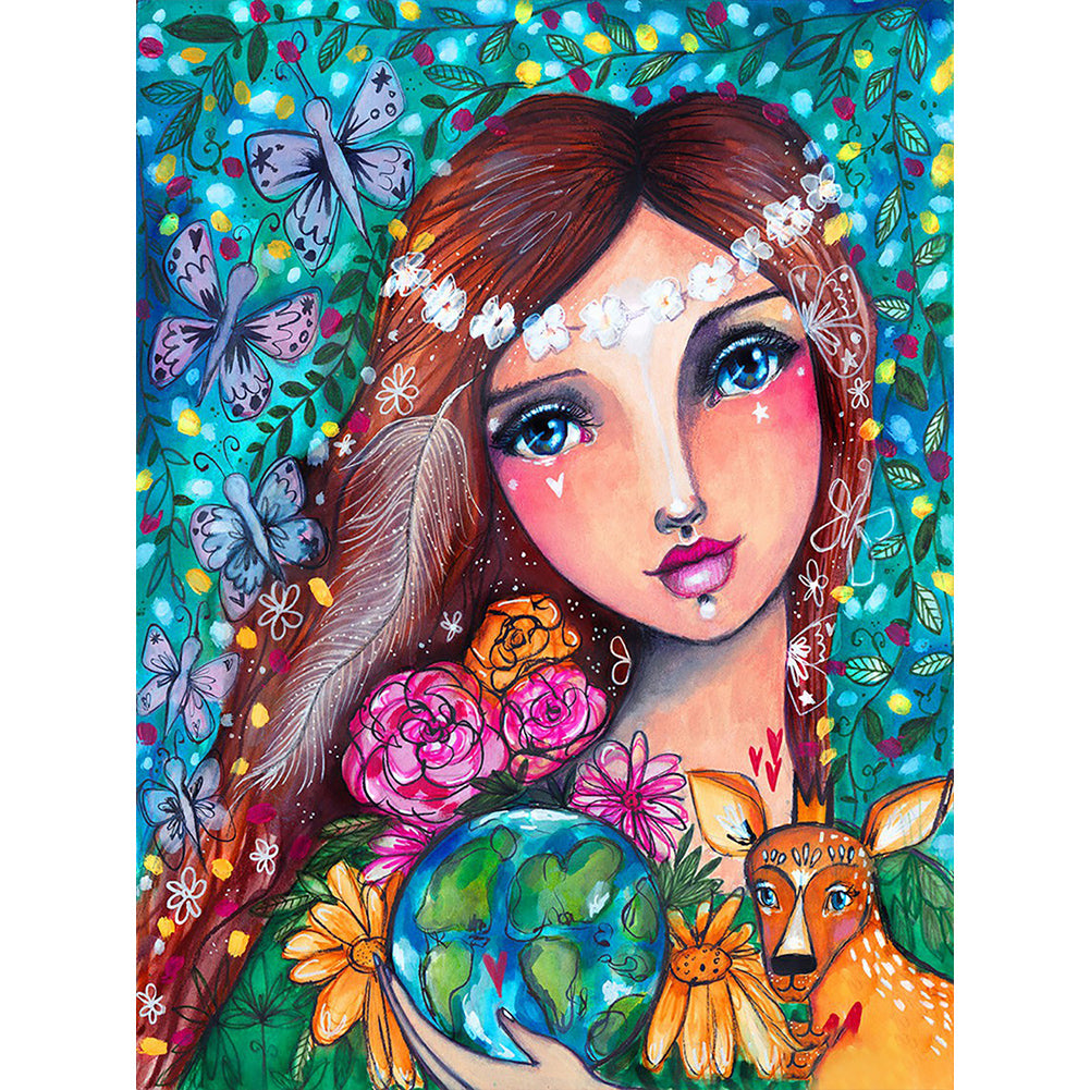 Woman 30*40CM(Canvas) Full Round Drill Diamond Painting