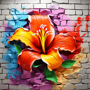 DIY - Flowers Growing In The Wall - 40*40CM 11CT 3 Stamped Cross Stitch
