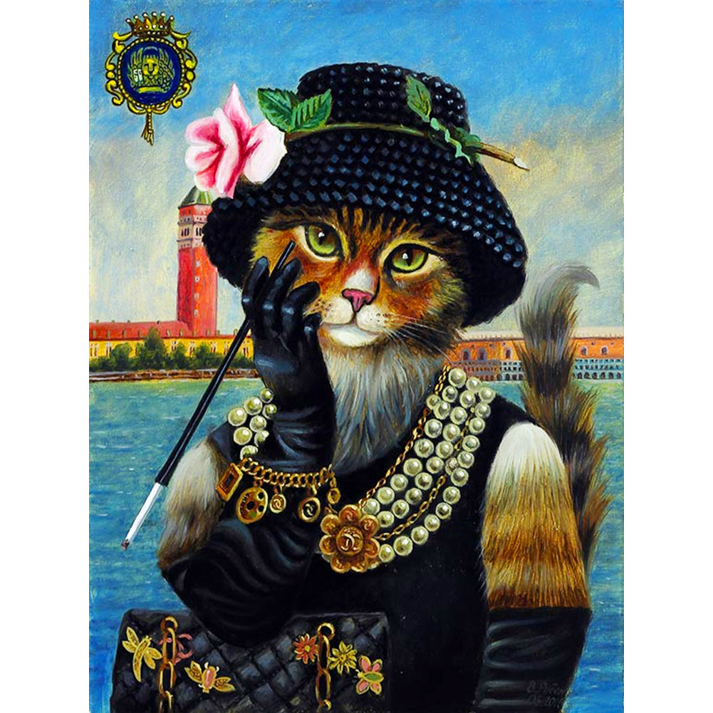 Cat 30*40CM(Canvas) Full Round Drill Diamond Painting
