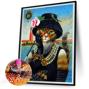 Cat 30*40CM(Canvas) Full Round Drill Diamond Painting