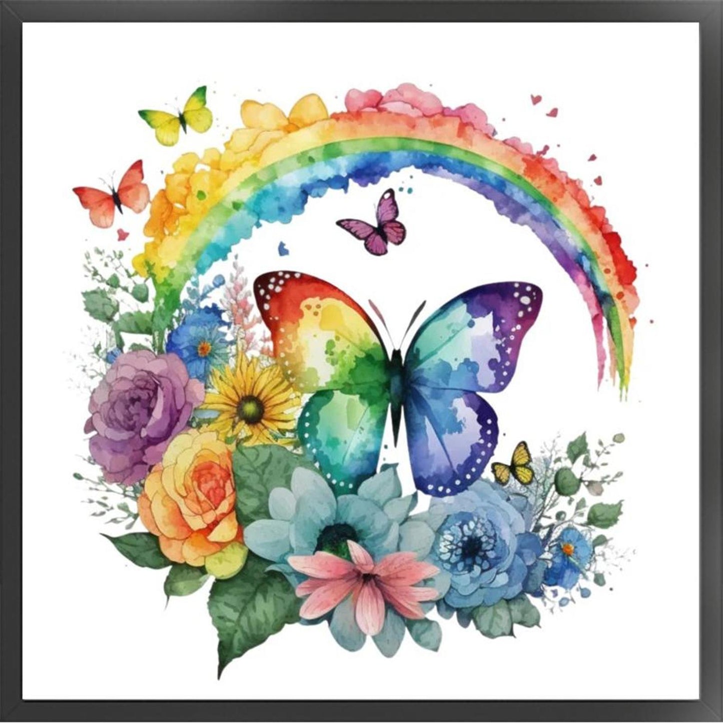 Butterfly And Rainbow - Full 18CT Stamped Cross Stitch 25x25CM - Huacan