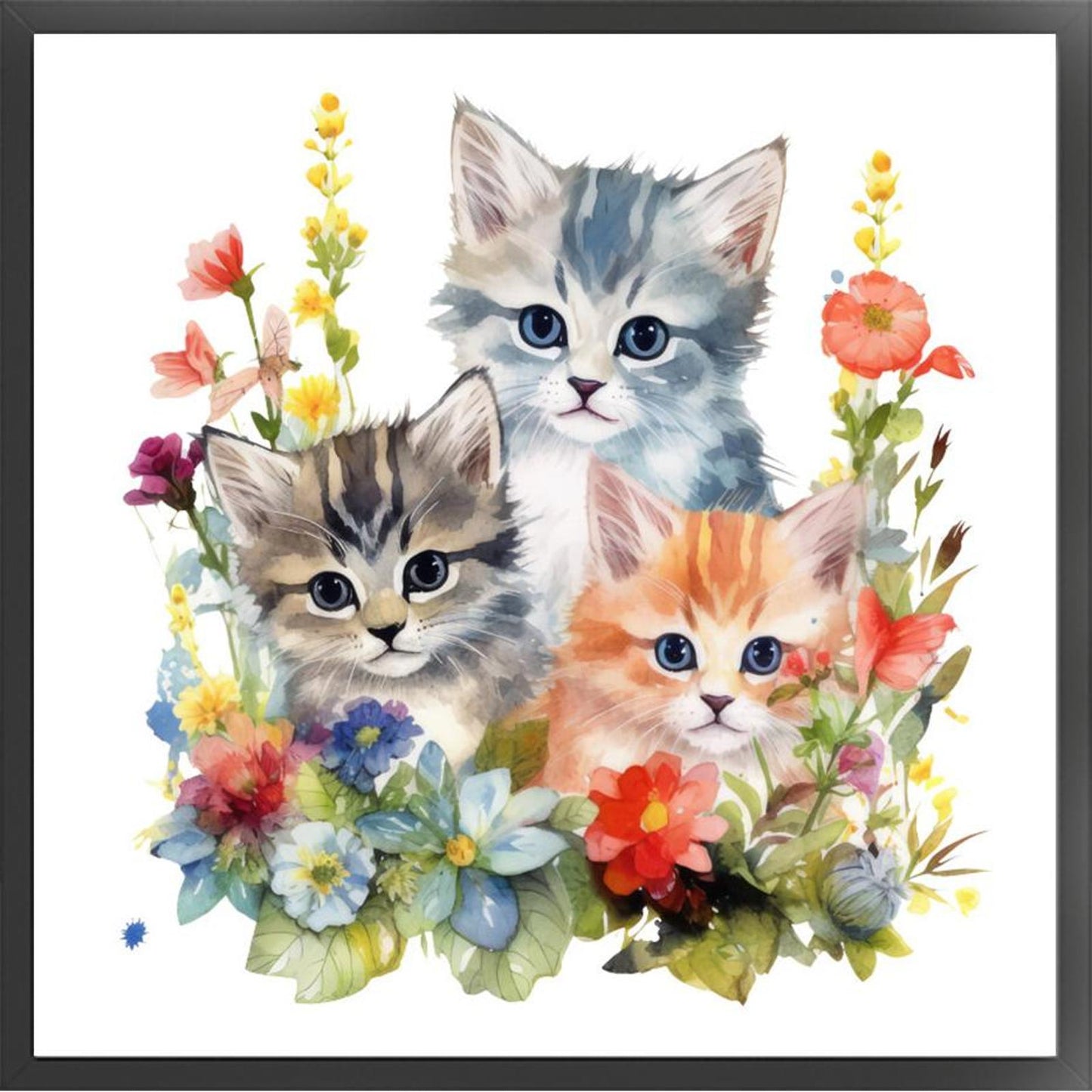 Three Cats - Full 18CT Stamped Cross Stitch 25x25CM - Huacan