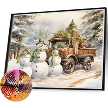 Load image into Gallery viewer, Winter Snowman 45*40CM(Canvas) Full Round Drill Diamond Painting
