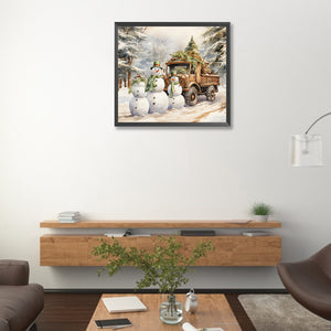 Winter Snowman 45*40CM(Canvas) Full Round Drill Diamond Painting