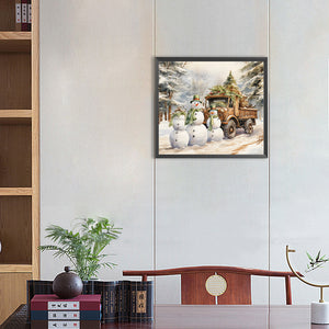 Winter Snowman 45*40CM(Canvas) Full Round Drill Diamond Painting