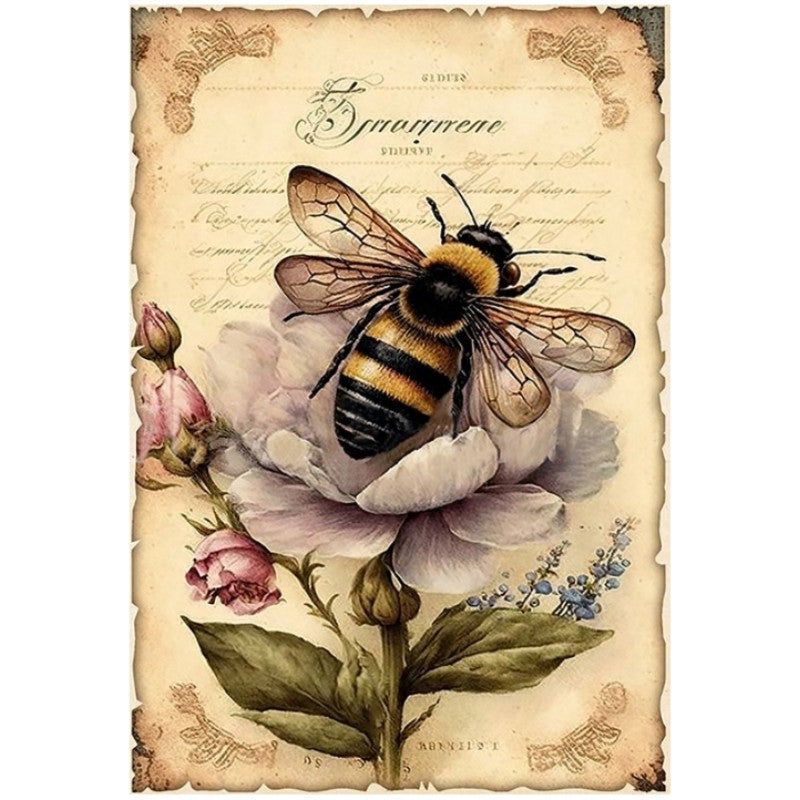Vintage Poster - Fresh Flowers And Bees - Full 11CT Counted Cross Stitch 40x55CM - Huacan
