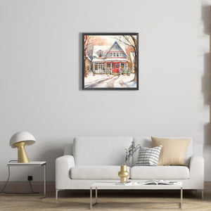 Winter Snowy Street Scene 40*40CM(Canvas) Full Round Drill Diamond Painting