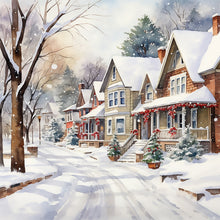 Load image into Gallery viewer, Winter Snowy Street Scene 40*40CM(Canvas) Full Round Drill Diamond Painting
