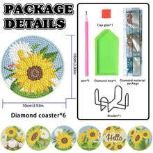 Load image into Gallery viewer, Diamond DIY Coasters with Holder Diamond Art Coaster (Sunflower Gnome 6PCS)
