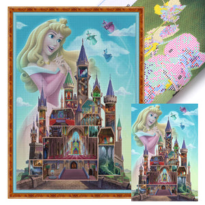 Yishu - Silhouette - Disney Castle And Princess Aurora - 50*70CM 11CT 3 Stamped Cross Stitch
