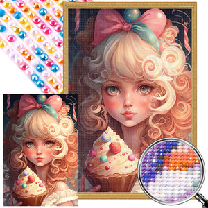 Girl With Colorful Ice Cream 40*60CM(Picture) Full Round Drill Diamond Painting