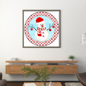 Huancan - Christmas Snowman - 40*40CM 11CT 3 Stamped Cross Stitch