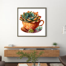 Load image into Gallery viewer, DIY - Teacup Succulents - 50*50CM 11CT 3 Stamped Cross Stitch
