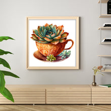 Load image into Gallery viewer, DIY - Teacup Succulents - 50*50CM 11CT 3 Stamped Cross Stitch
