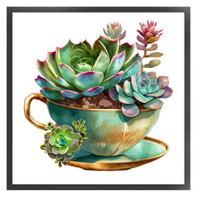 Load image into Gallery viewer, DIY - Teacup Succulents - 50*50CM 11CT 3 Stamped Cross Stitch
