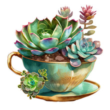 Load image into Gallery viewer, DIY - Teacup Succulents - 50*50CM 11CT 3 Stamped Cross Stitch
