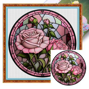 DIY - Glass Painting - Roses - 50*50CM 11CT 3 Stamped Cross Stitch