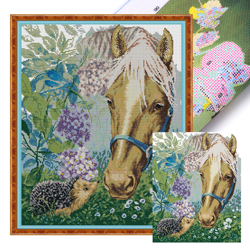 Joy Sunday - Horse And Hedgehog - 40*48CM 14CT 2 Stamped Cross Stitch