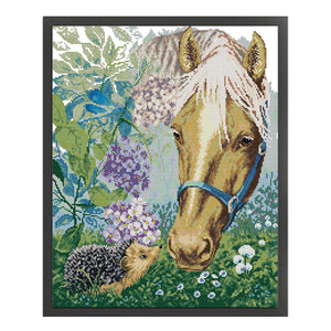 Joy Sunday - Horse And Hedgehog - 40*48CM 14CT 2 Stamped Cross Stitch